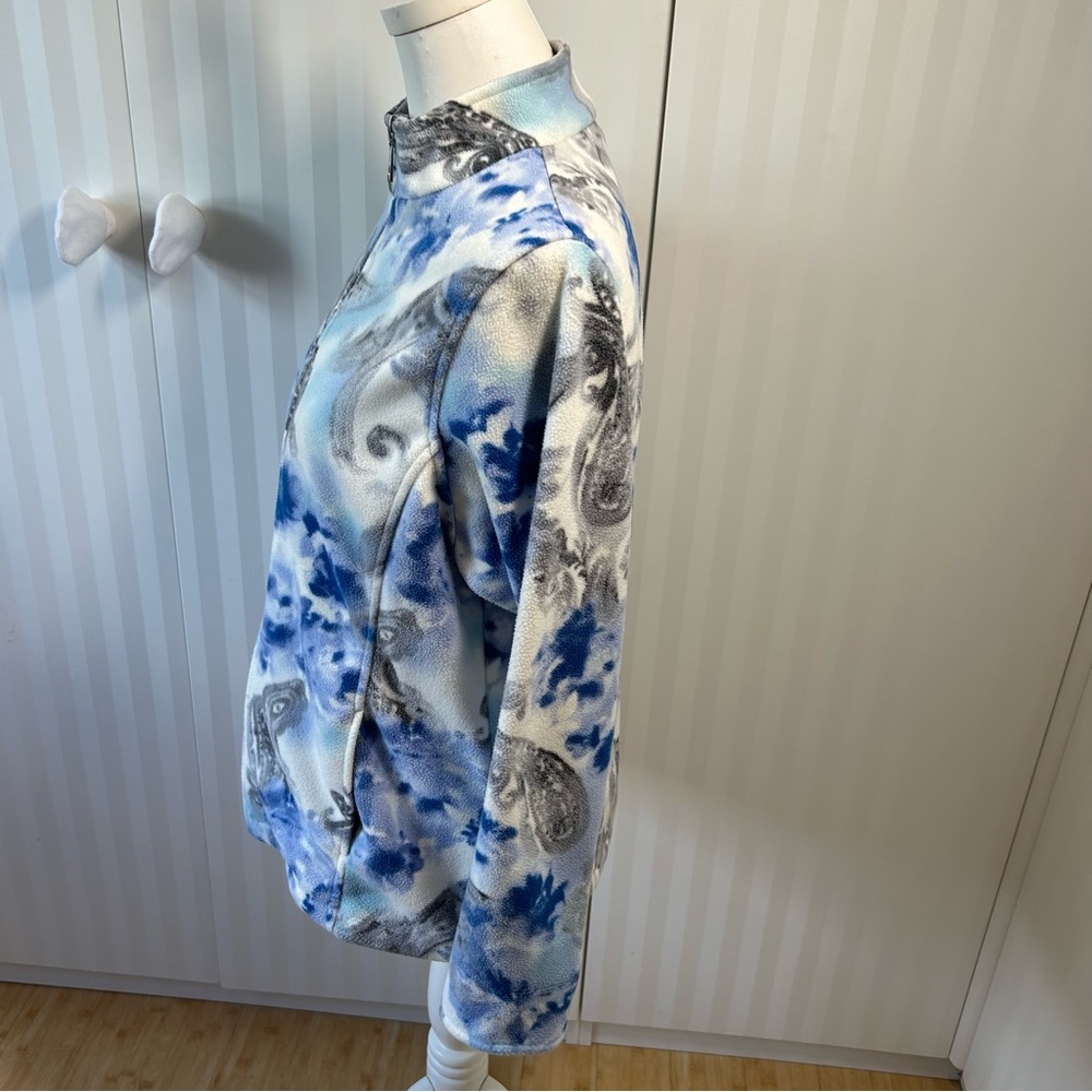 Alia blue white gray fleece full zip jacket Size M - Picture 2 of 6